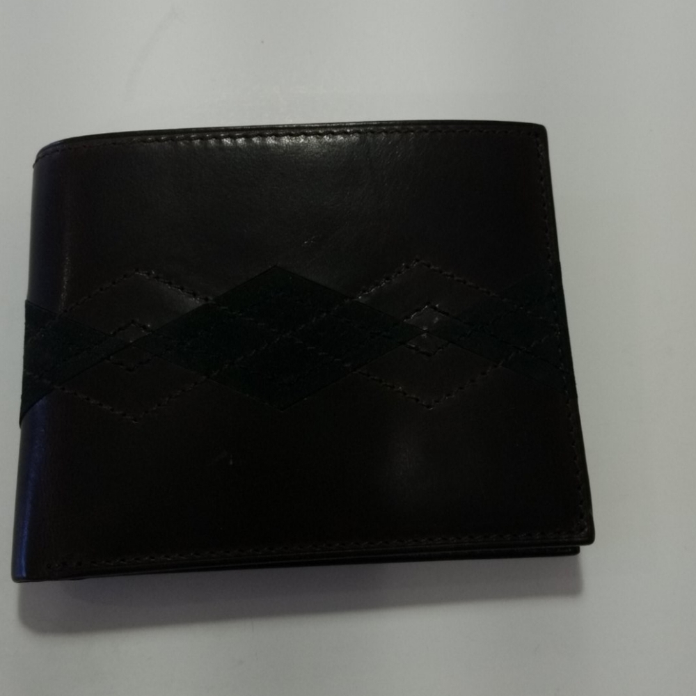 Bill Adler dark brown leather with stitched design